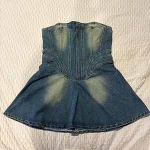 PrettyLittleThing Blue Denim Mini Dress